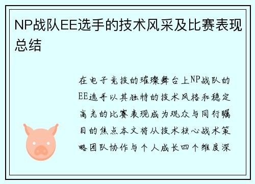 NP战队EE选手的技术风采及比赛表现总结